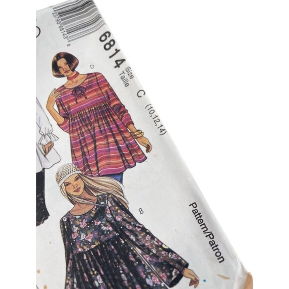 90s Easy McCalls 6814 Sewing Pattern Babydoll Tops Size 10-12-14 Fashion UNCUT - Picture 2 of 6